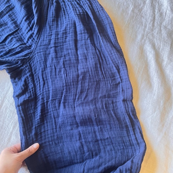 Michael Stars Admiral (Navy) Leo Gauze Button-Down Shirt and Susie Pants Set, M. - Picture 11 of 11